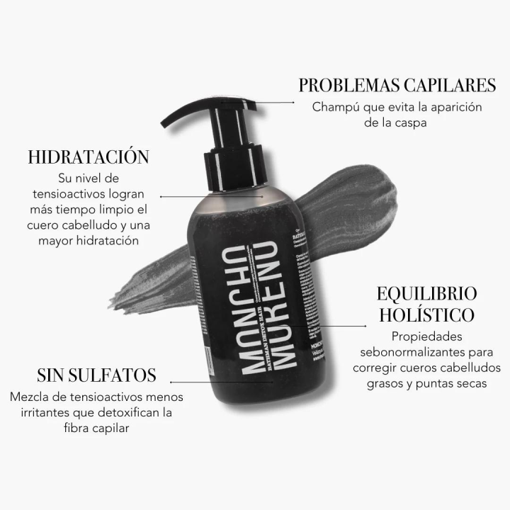 Comprar BATHMAN DETOX HAIR Moncho Moreno -  Champú de carbón activo 1L