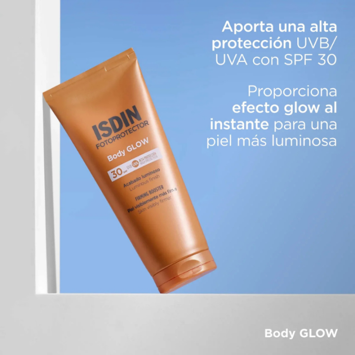 Protección solar con efecto glow Isdin Body Glow 200ml | Farmacia Lisboa