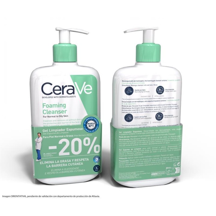 Cerave Gel Limpiador Espumoso Duplo 475ml | Piel Normal a Grasa | 20% dto 2ª unidad