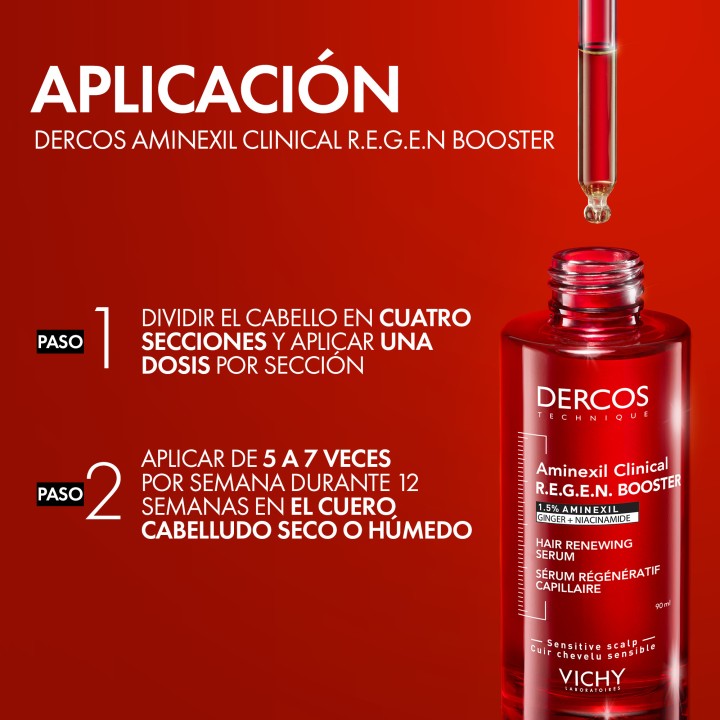 Aplicación del sérum anticaída Vichy Aminexil REGEN serum booster