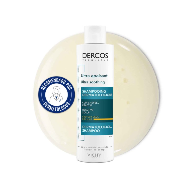 Dercos Champú Ultra Calmante Para Cuero Cabelludo Reactivo y Cabello Seco 200ml