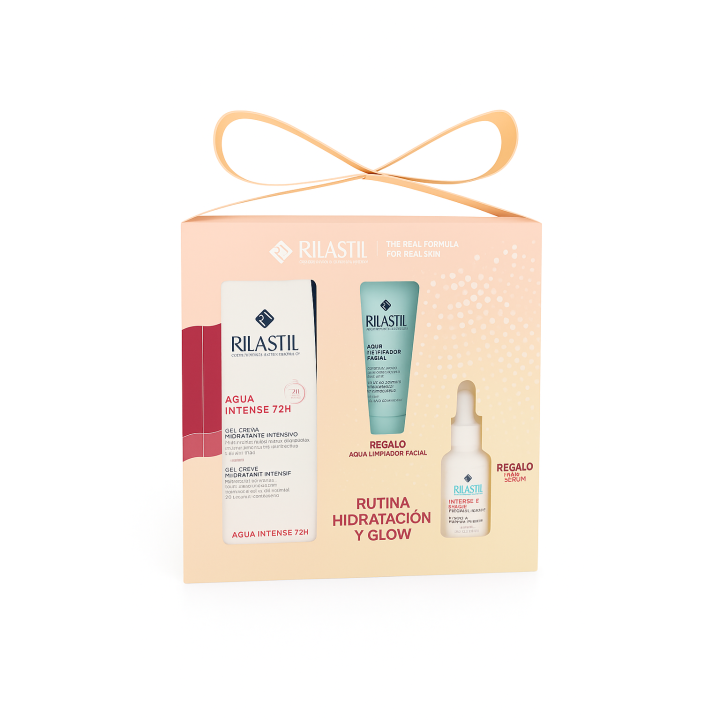 RILASTIL Rutina Hidratación y Glow - AQUA INTENSE 72H Pack con mini Limpiador Facial + Serum vit C regalo