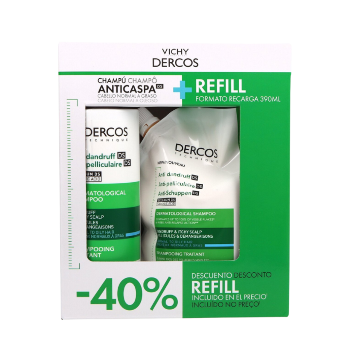 Vichy Dercos Anticaspa Grasa Pack 400ml + Refill|Farmacia Lisboa