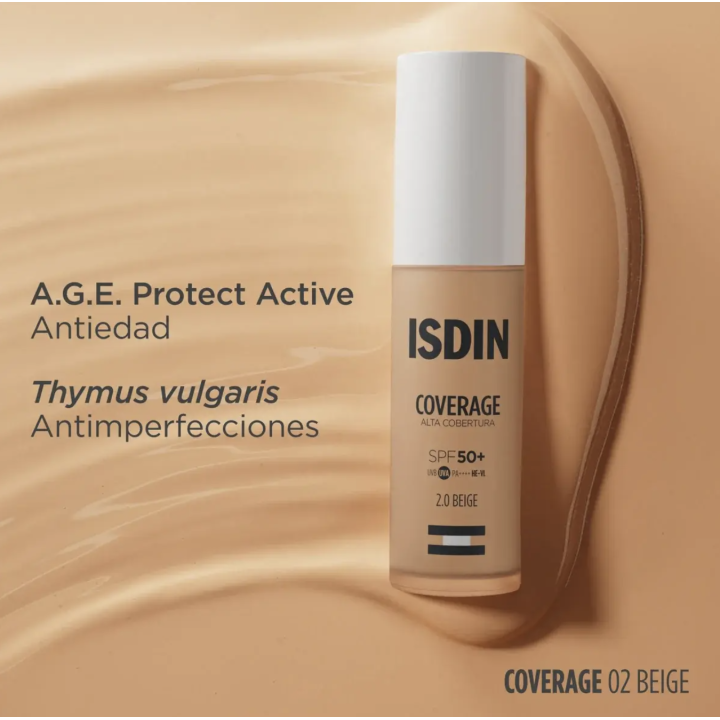 ISDIN Coverage SPF50+ 2.0 Beige | Maquillaje solar |Farmacia Lisboa