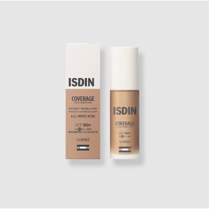 ISDIN Coverage SPF50+ 5.0 Bronze: maquillaje con protección solar para piel Morena