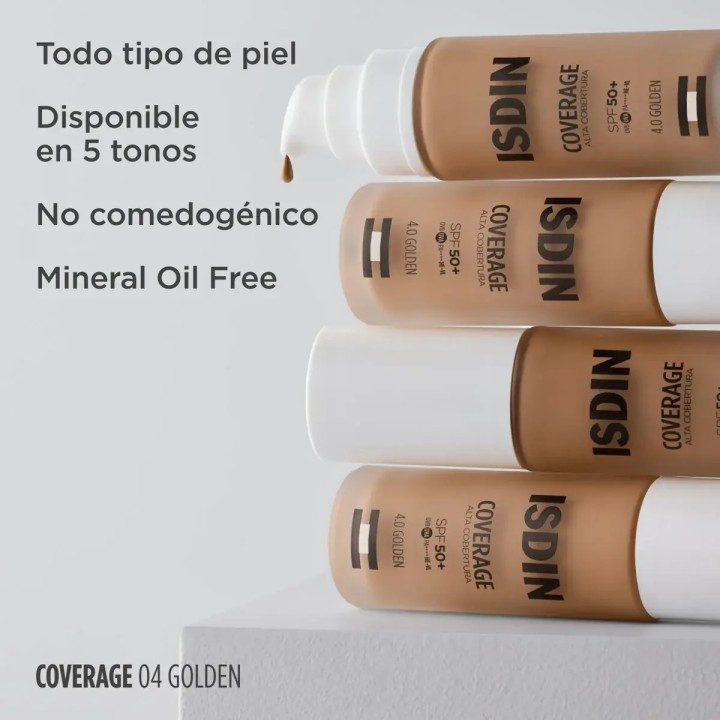 ISDIN Coverage SPF50+ 4.0 Golden: maquillaje con protección solar para piel media a oscura