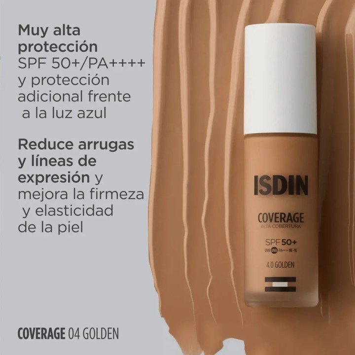 ISDIN Coverage SPF50+ 4.0 Golden: maquillaje con protección solar para piel media a oscura