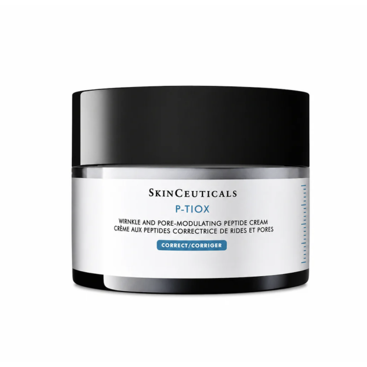 nueva crema skincueticals Ptiox efecto glass skin con peptidos y acidos suaves. Efecto piel pulida