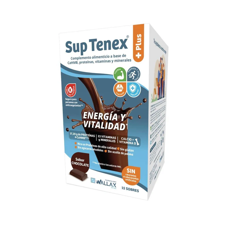 Sup Tenex Plus Sabor Chocolate 15 Sobres Wallax | Proteínas y Energía