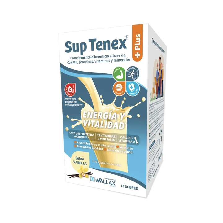 Sup Tenex Plus Sabor Vainilla 15 Sobres Wallax | Proteínas y Energía