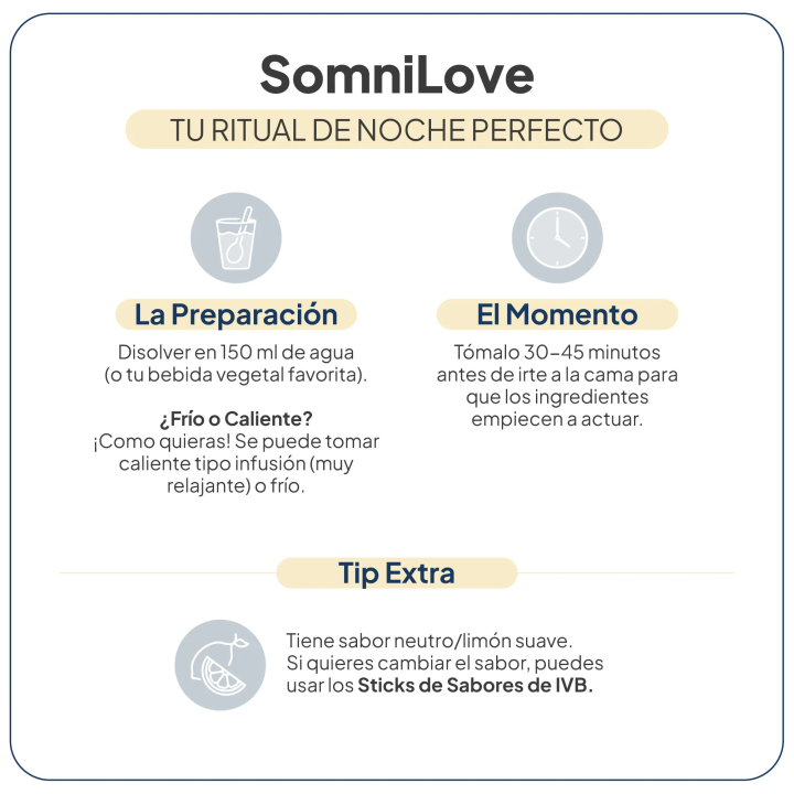 SomniLove Naranja 180g IVB - Suplemento Natural para un Sueño Reparador Sabor Naranja
