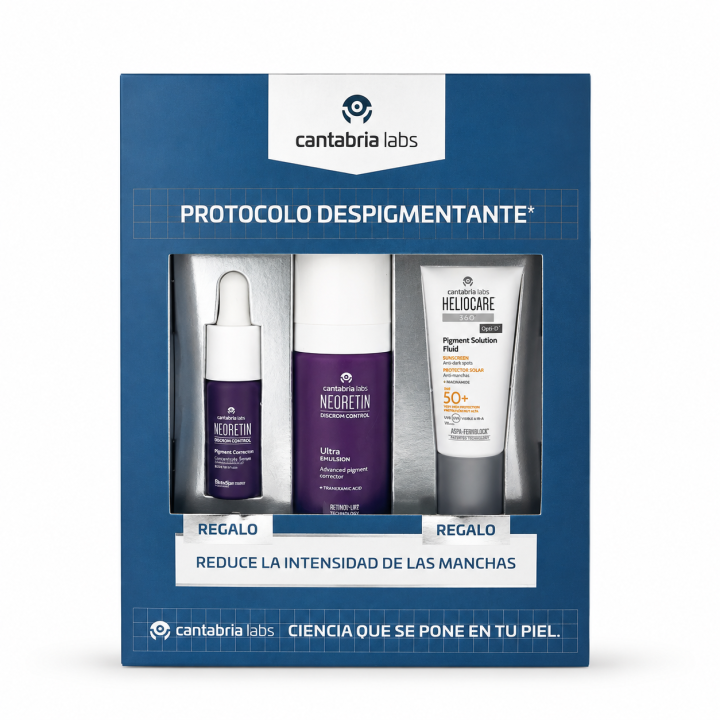 Pack Neoretin Discrom Control Ultra Emulsion 50ml con Serum y Protector solar Heliocare de Regalo