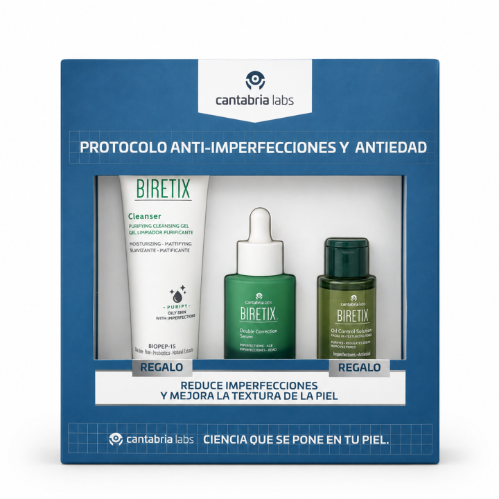 Pack Anti Imperfecciones Biretix Serum Souble Correction + Limpiador y Tónico de regalo