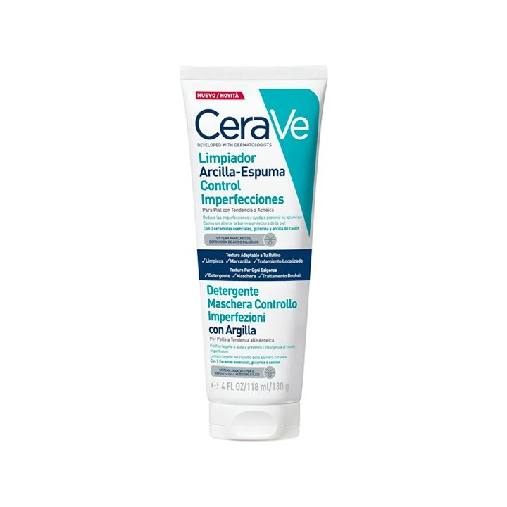 Limpiador CeraVe Arcilla-Espuma 3 en 1 | Menos Granos y Brillos