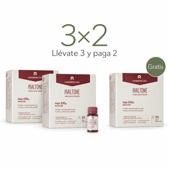 Iraltone Hair Efflu Booster 3 envases uno gratis
